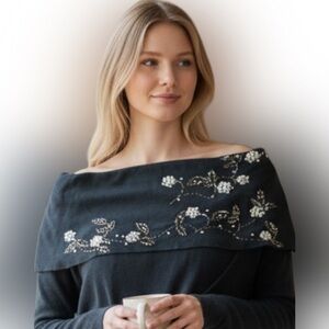 Vintage Floral Beaded sweater